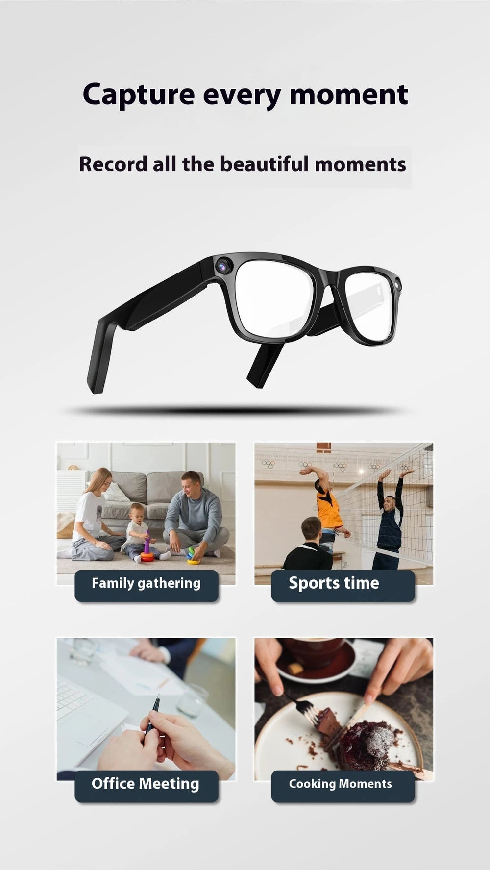 AI Camera recording Smart Glasses